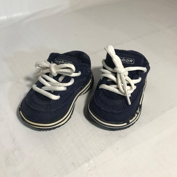 Reebok Toddler Shoes Navy Blue Size 2 With White Laces Comfortable & Durable - Picture 8 of 12